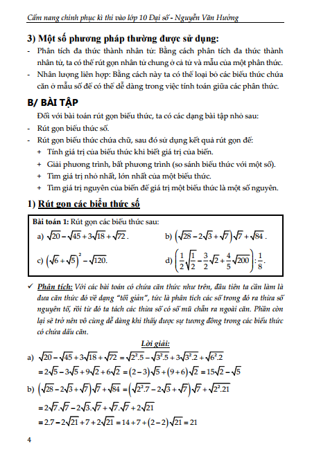cẩm nang chinh phục kì thi lớp 10 - đại số - Ảnh 5
