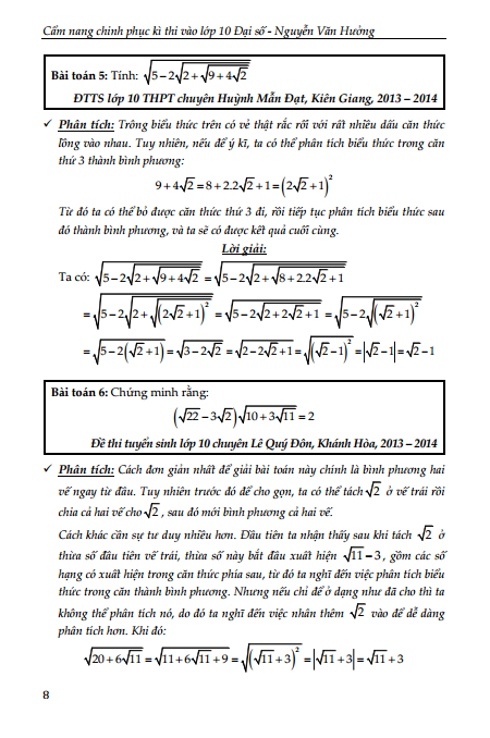 cẩm nang chinh phục kì thi lớp 10 - đại số - Ảnh 8
