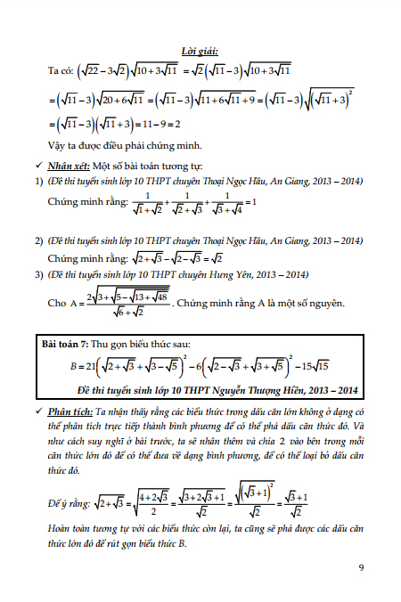 cẩm nang chinh phục kì thi lớp 10 - đại số - Ảnh 9