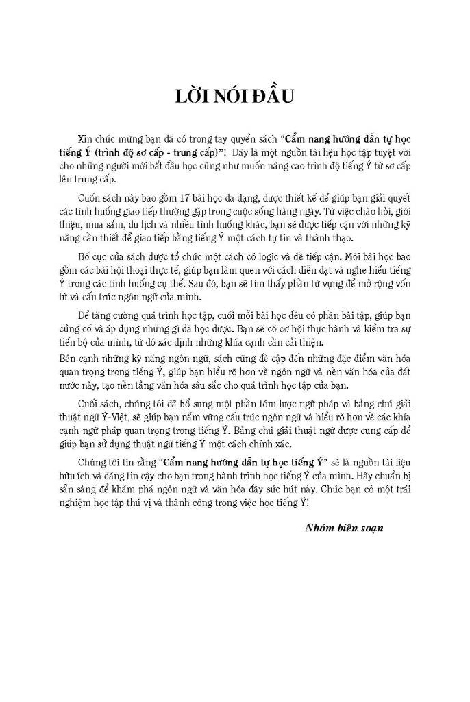 cẩm nang hướng dẫn tự học tiếng ý - trình độ sơ cấp-trung cấp - Ảnh 3