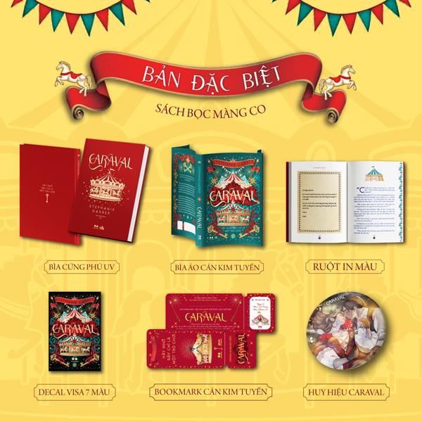 Caraval - Bản Đặc Biệt - Bìa Cứng - Tặng Kèm Bookmark Cán Kim Tuyến + Decal Caraval 7 Màu + Huy Hiệu Caraval Tròn