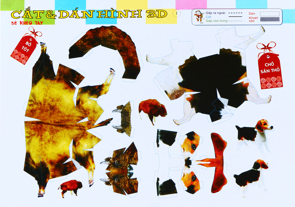 cắt dán hình 3d - bé khéo tay - bộ tư duy - Ảnh 4