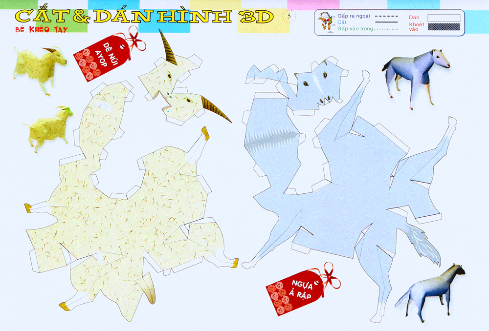 cắt dán hình 3d - bé khéo tay - bộ tư duy - Ảnh 8
