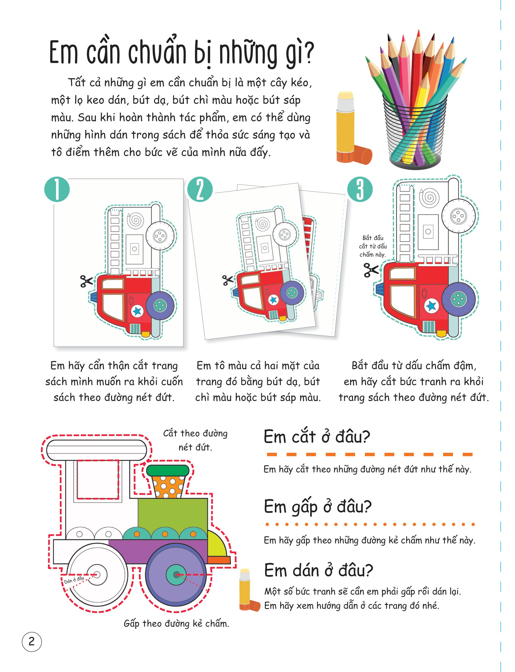 cắt, gấp, tô màu - các loại phương tiện - Ảnh 3