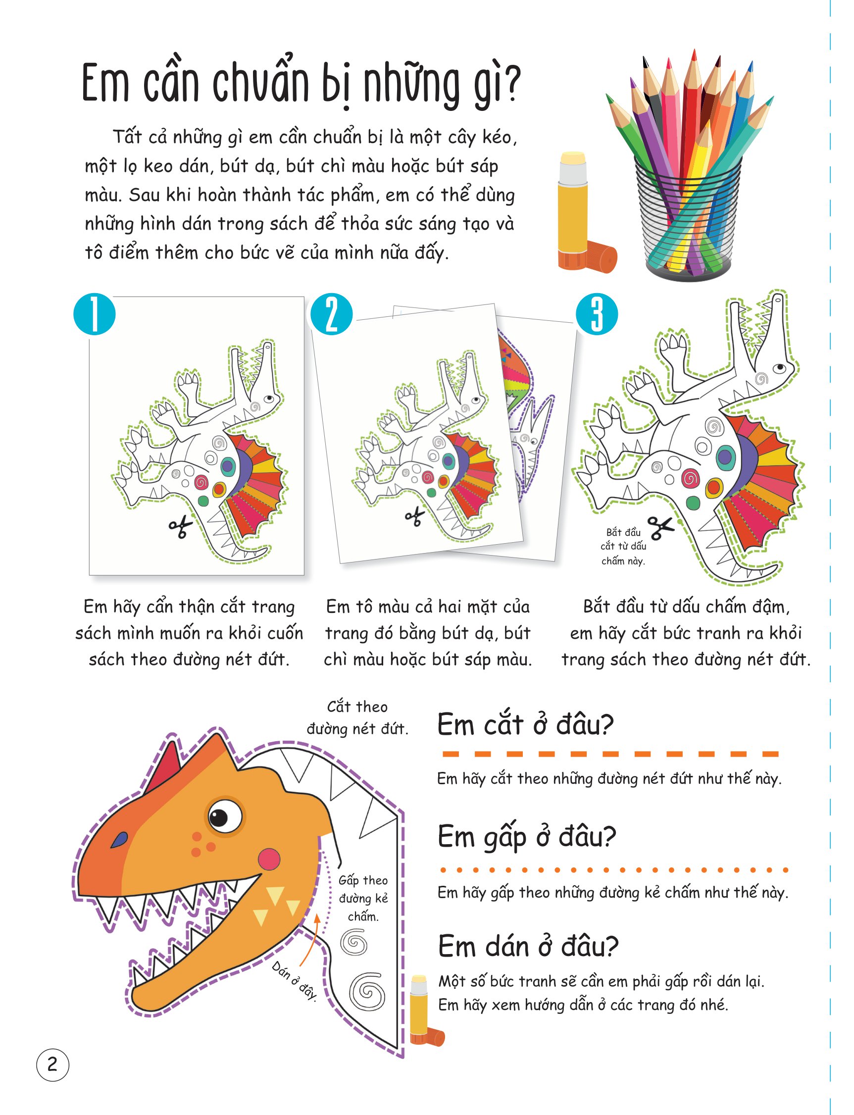 cắt, gấp, tô màu - thế giới khủng long - Ảnh 3