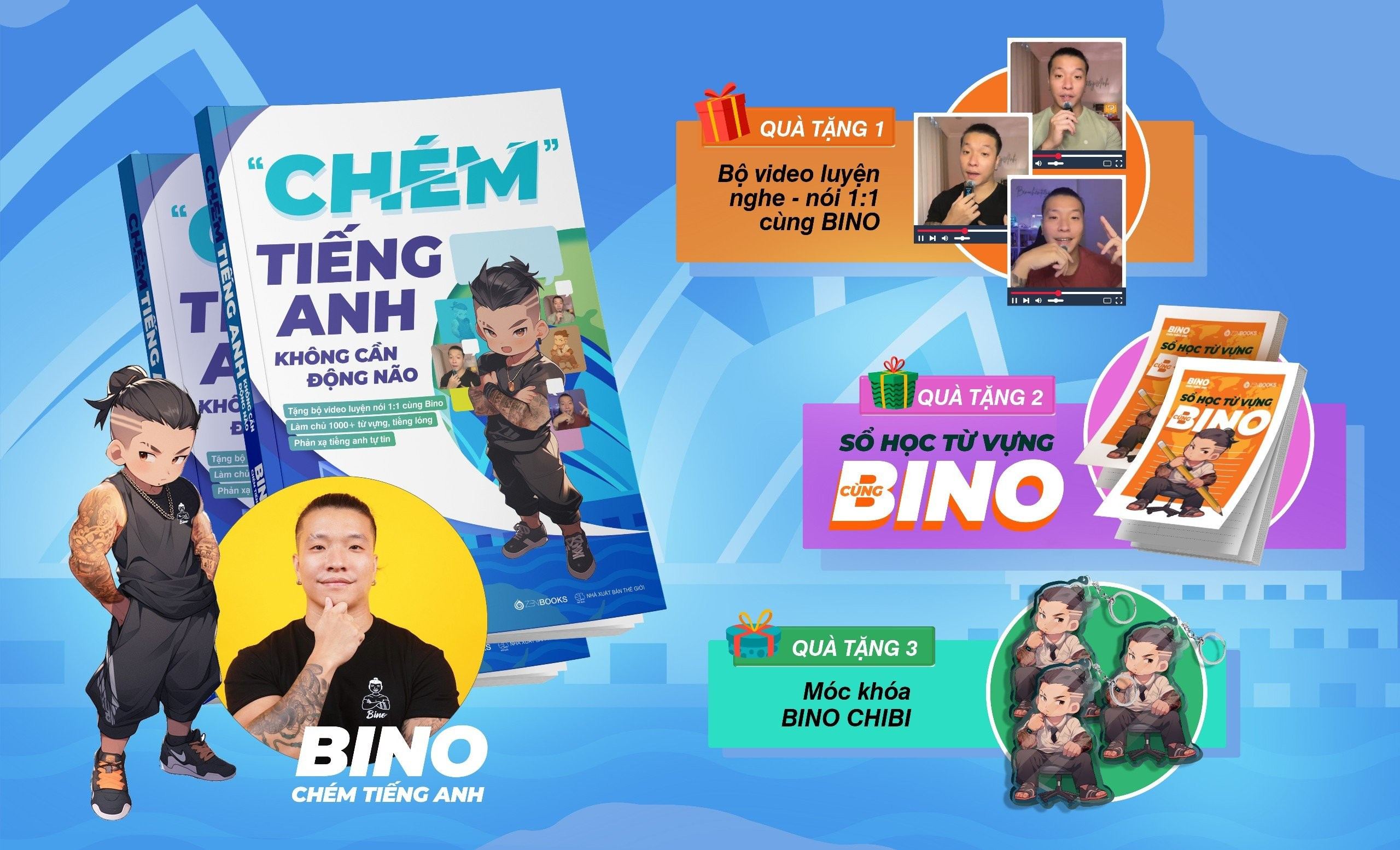 "chém" tiếng anh không cần động não - tặng kèm bộ video luyện nghe-nói + sổ học từ vựng + móc khóa bino chibi - Ảnh 2