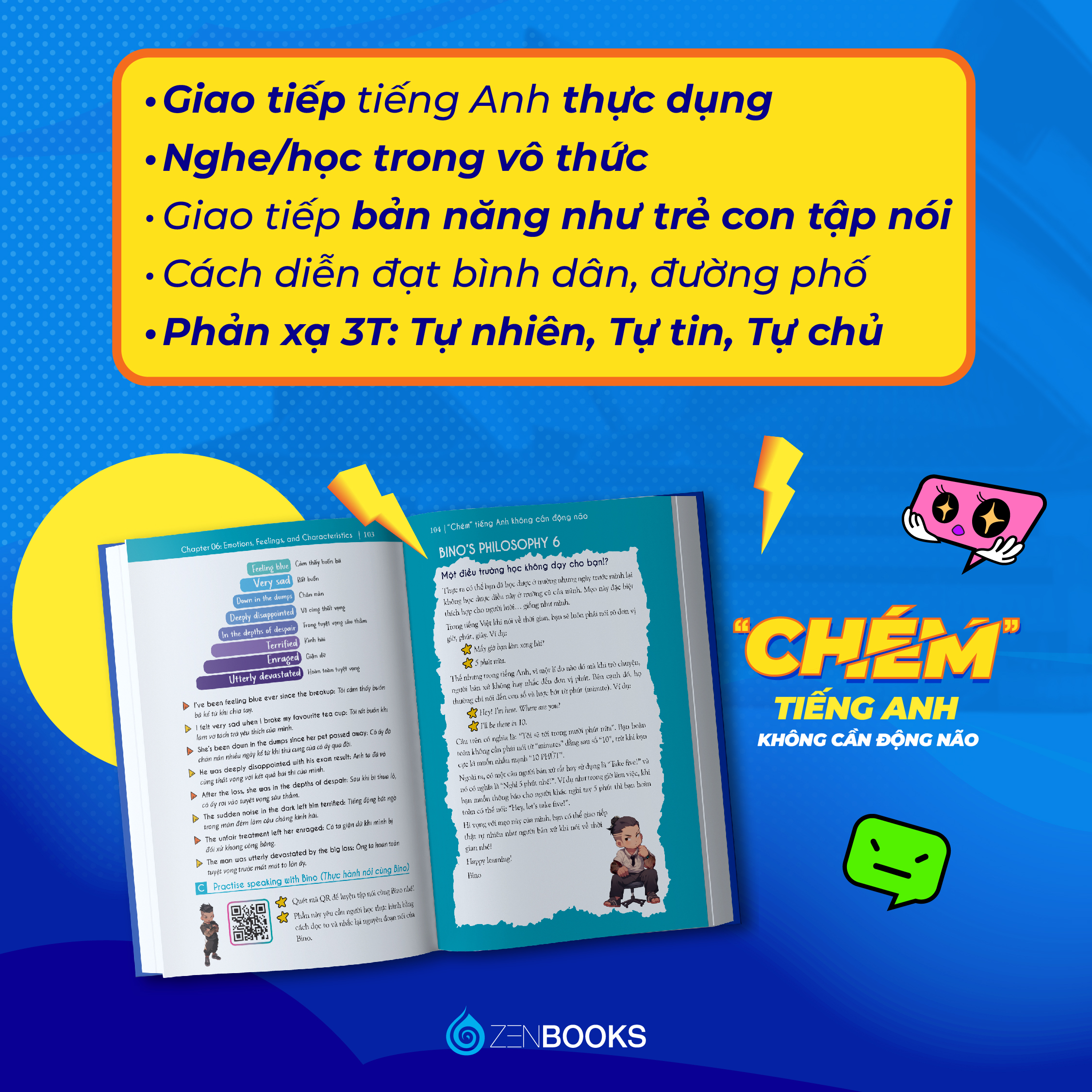 "chém" tiếng anh không cần động não - tặng kèm bộ video luyện nghe-nói + sổ học từ vựng + móc khóa bino chibi - Ảnh 5