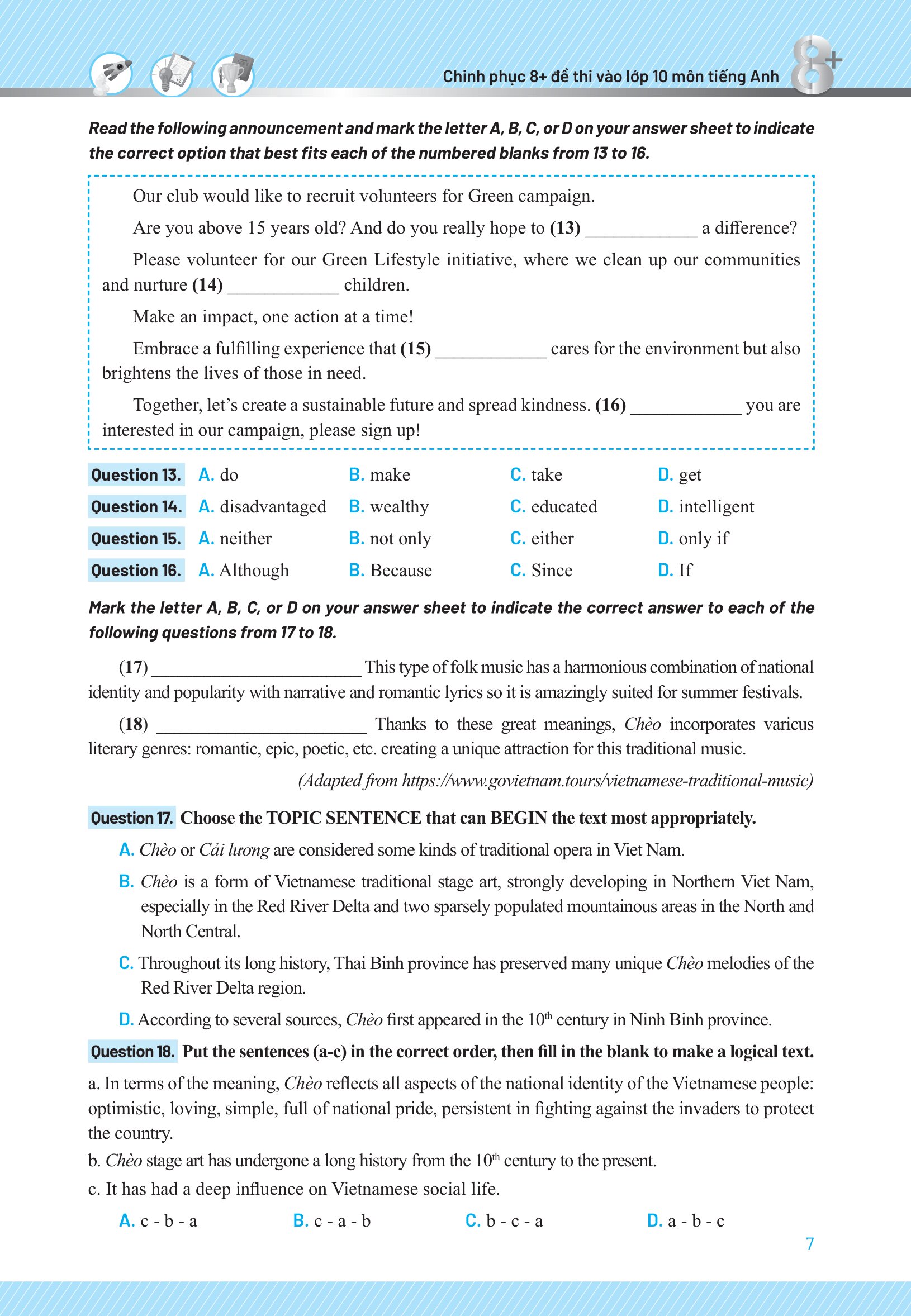 Chinh Phục 8+ Đề Thi Vào Lớp 10 - Môn Tiếng Anh - Ảnh 14