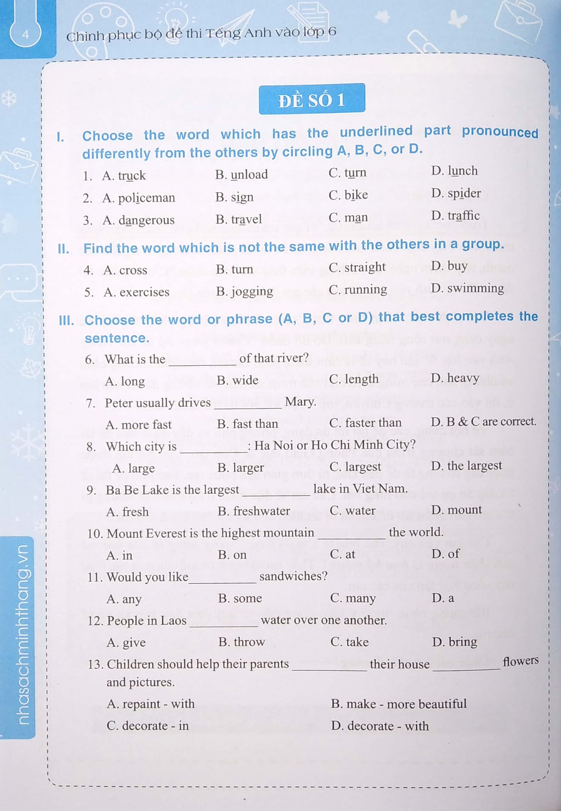 chinh phục bộ đề thi tiếng anh vào lớp 6 (tái bản 2022) - Ảnh 5