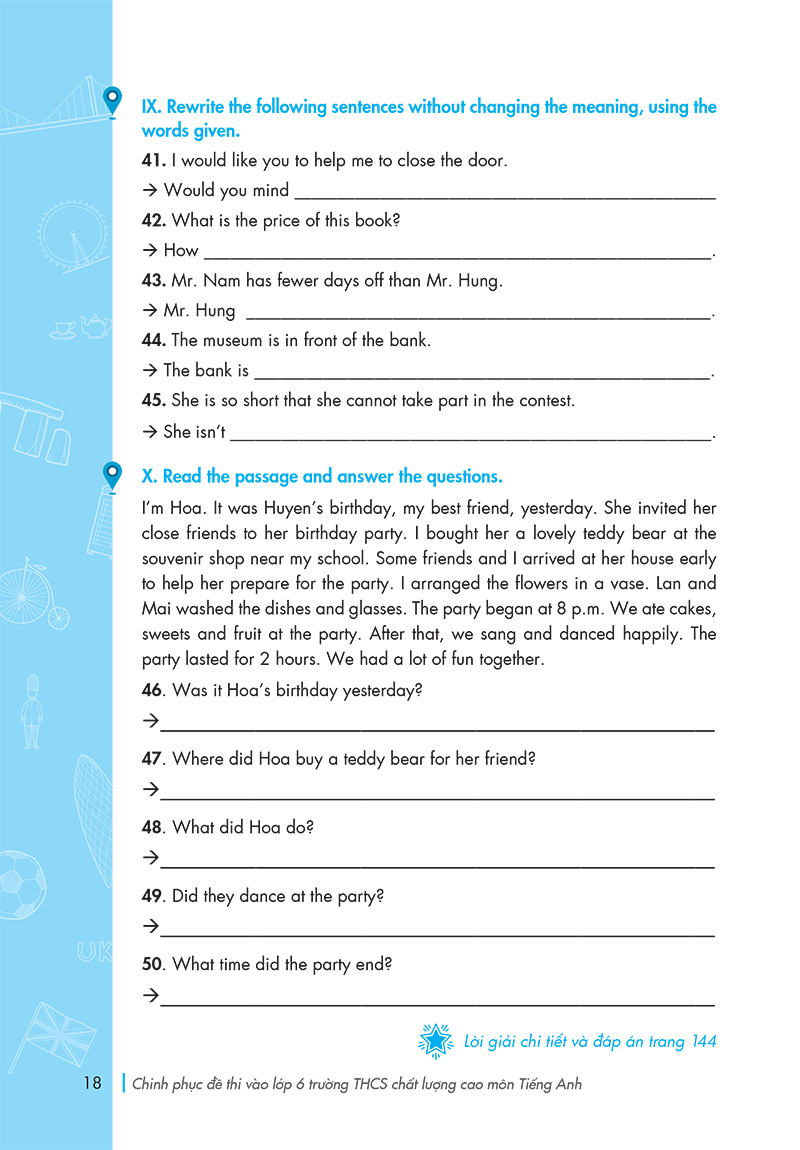 chinh phục đề thi vào lớp 6 trường thcs chất lượng cao môn tiếng anh - Ảnh 17