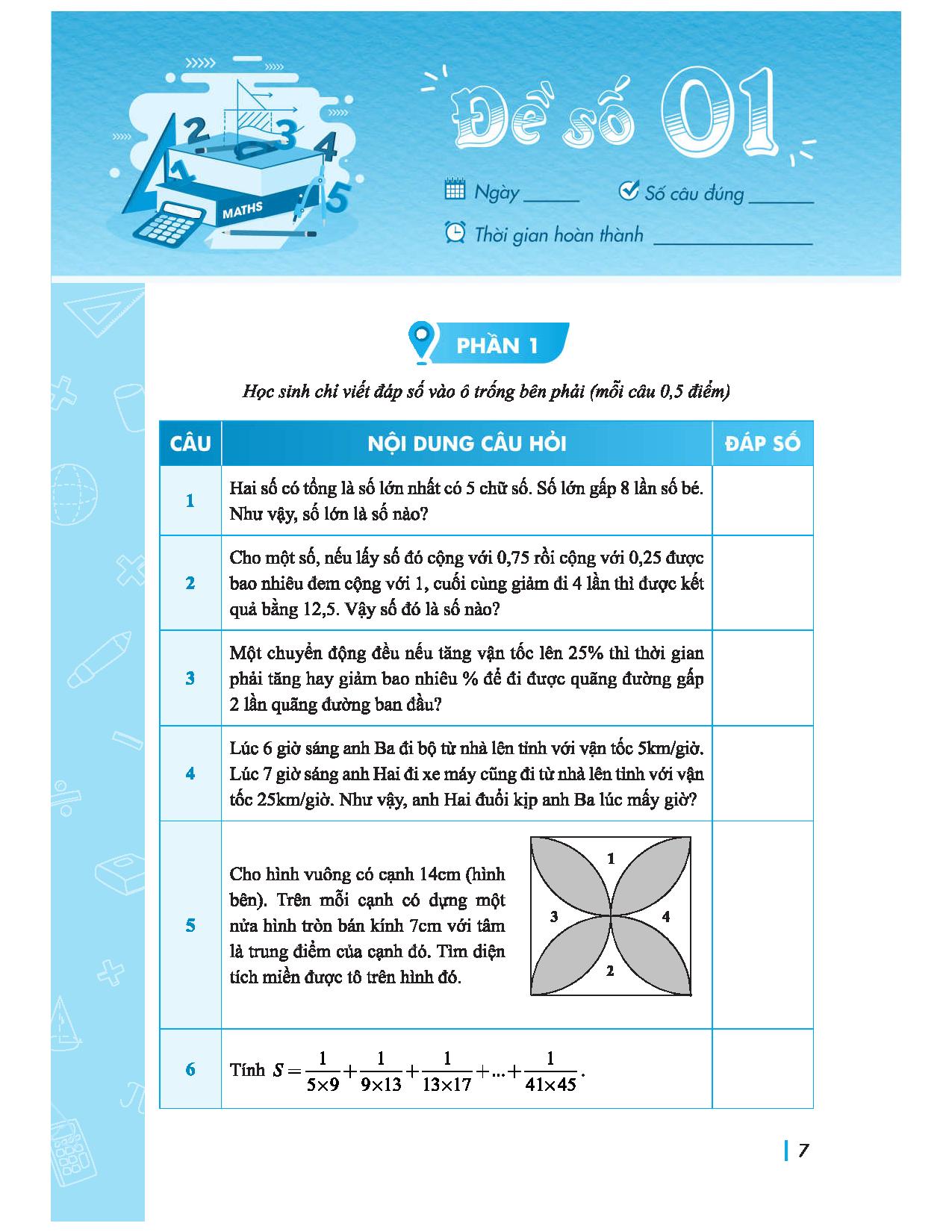 chinh phục đề thi vào lớp 6 trường thcs chất lượng cao môn toán - Ảnh 7