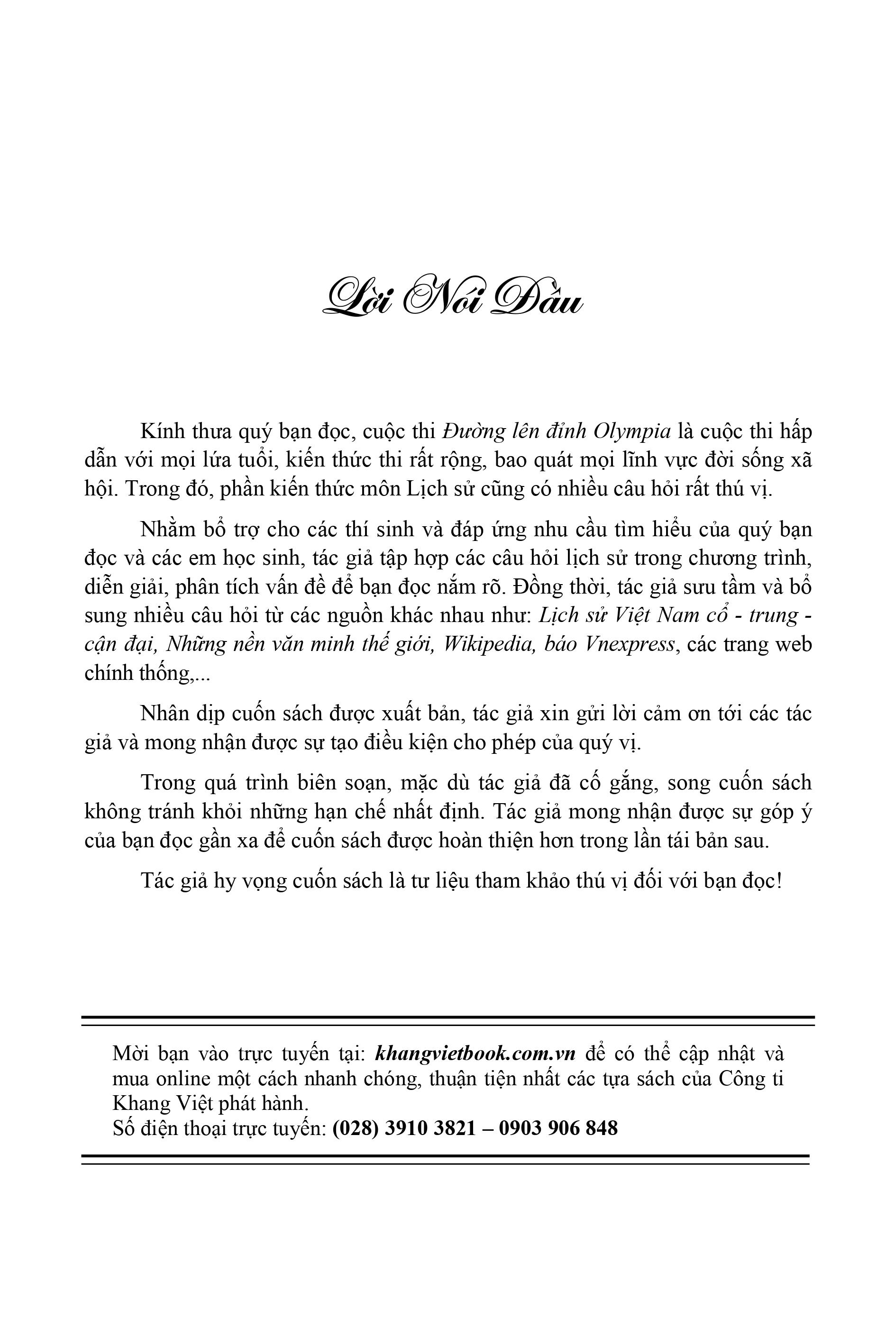 chinh phục đỉnh olympia ngân hàng câu hỏi có đáp án và giải thích lịch sử - Ảnh 5