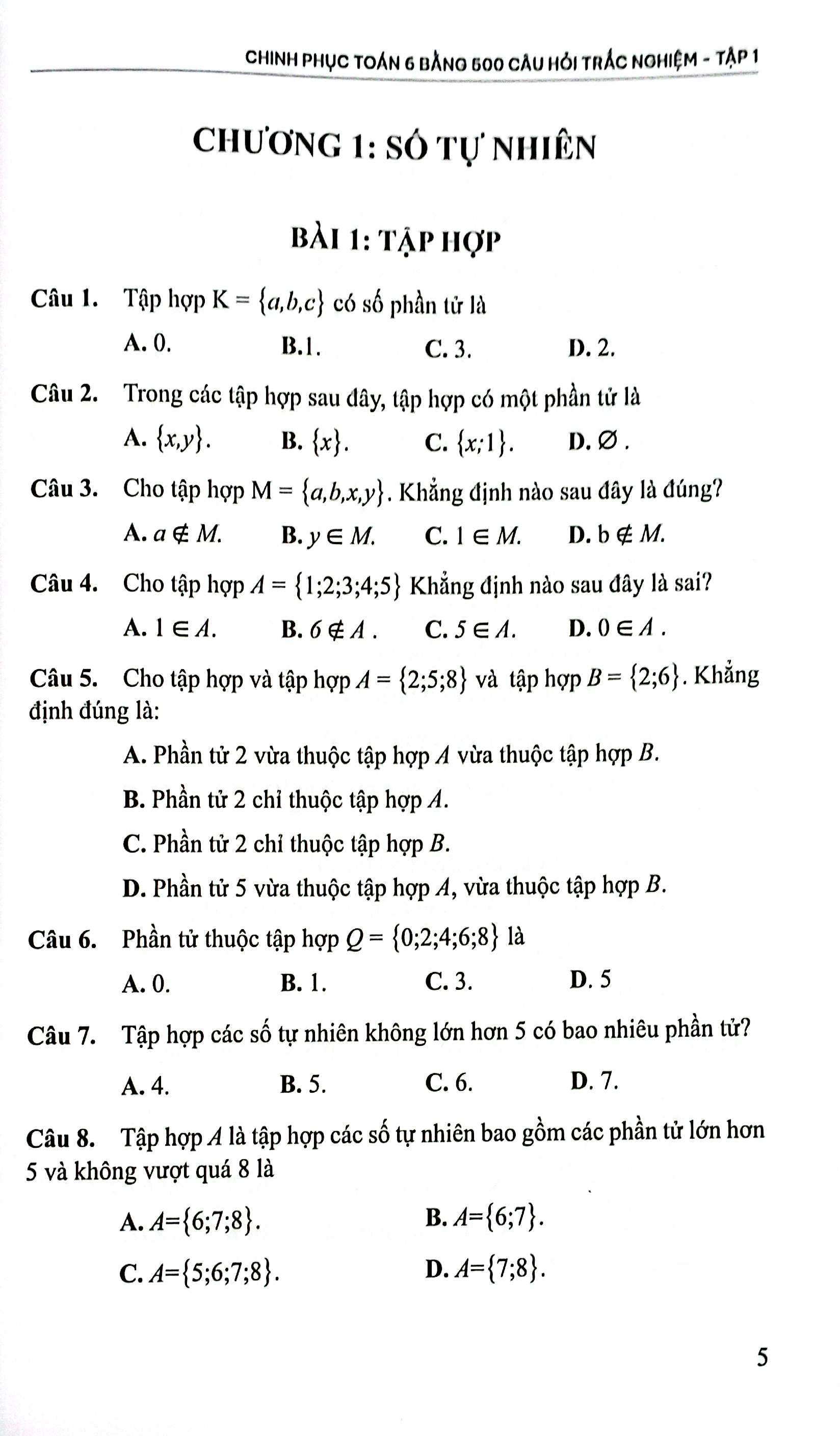 Chinh Phục Toán 6 Bằng 500 Câu Hỏi Trắc Nghiệm - Tập 1 - Ảnh 5