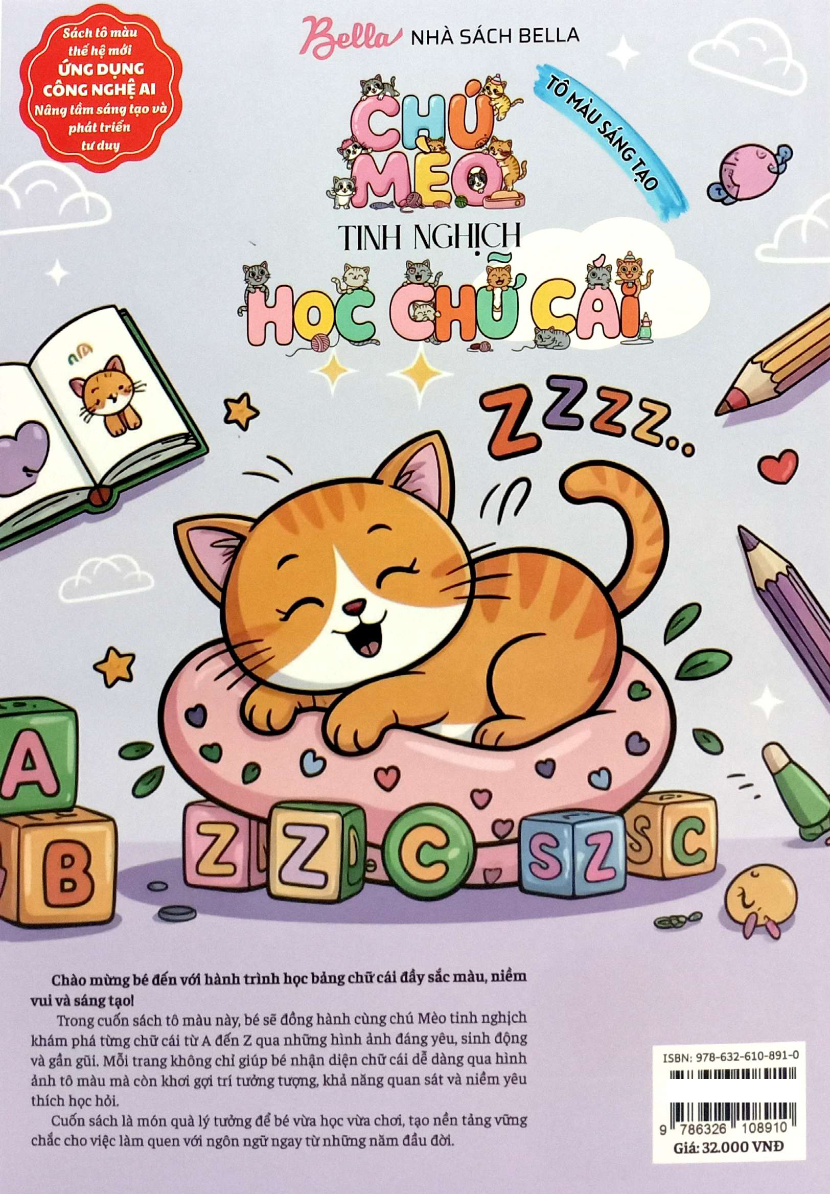 Chu Meo Tinh Nghich Hoc Chu Cai - To Mau Sang Tao - Danh Cho Be 3 Tuoi - Ảnh 7