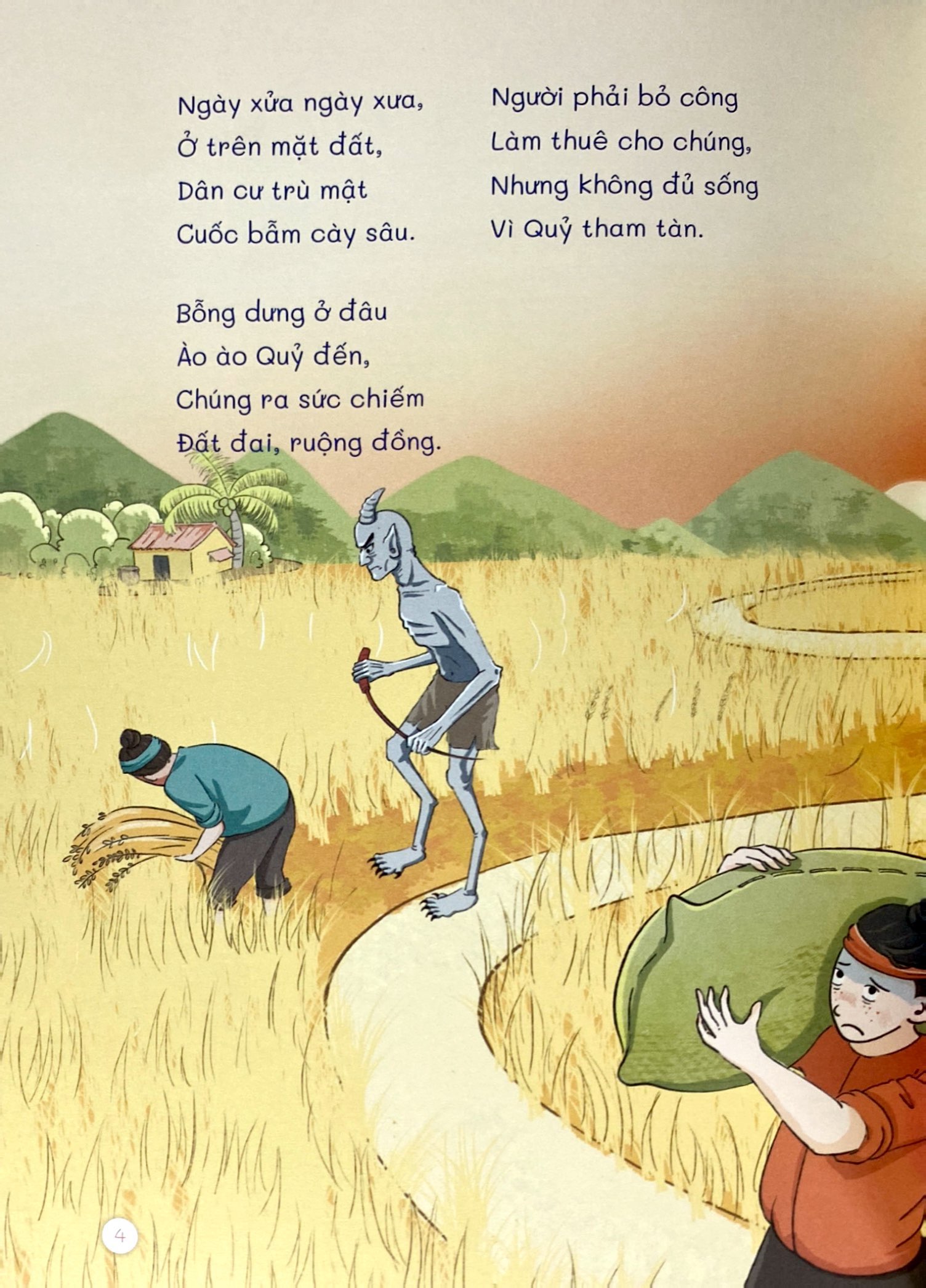 cổ tích bằng thơ giúp bé 4+ học chữ, luyện đọc trôi chảy - sự tích cây nêu - Ảnh 4