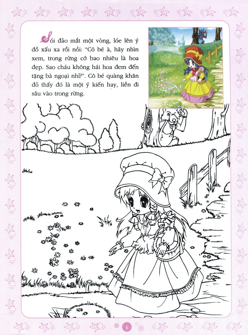 cổ tích tô màu công chúa - cô bé quàng khăn đỏ - Ảnh 6