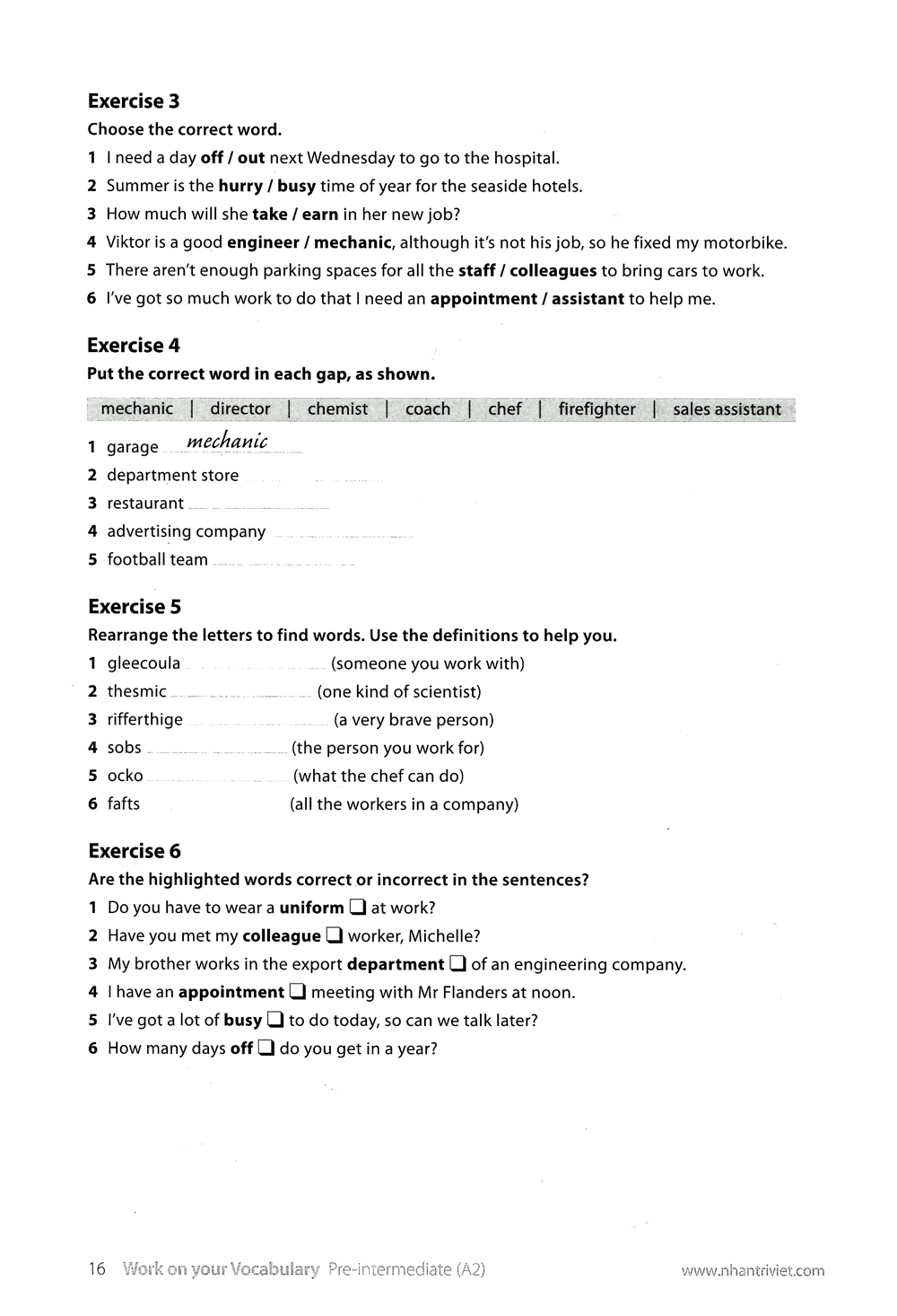 collins work on your vocabulary a2 - pre-intermediate - Ảnh 10