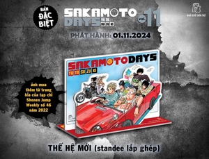 combo manga - sakamoto days - tập 11 - một đòn - bản thường + bản đặc biệt (bộ 2 cuốn) - tặng kèm sheet 5 standee đế gập + obi + huy hiệu + set 3 card đổi nền + standee lắp ghép - Ảnh 12