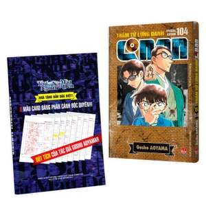 combo manga - thám tử lừng danh conan - tập 104 - bản thường + bản đặc biệt (bộ 2 cuốn) - tặng kèm obi + bộ sưu tập card bảng phân cảnh movie tàu ngầm sắt màu đen - Ảnh 2