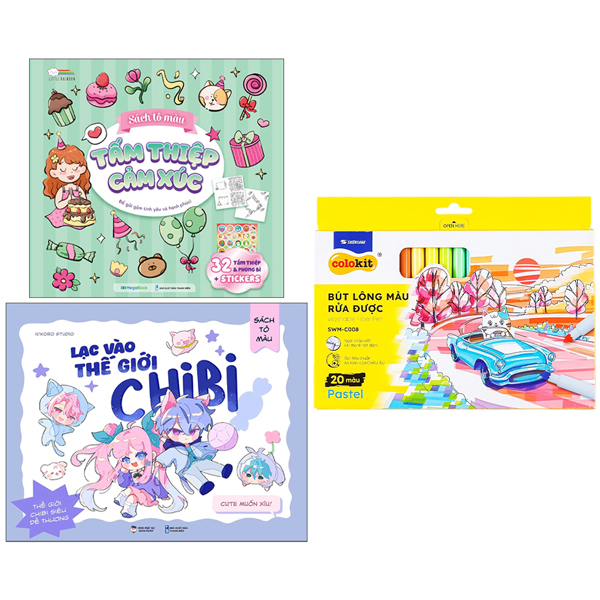 combo quà tặng tô màu bé gái - combo 2