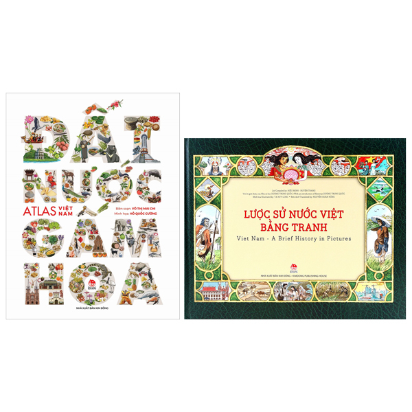 combo sách đất nước gấm hoa - atlas việt nam + lược sử nước việt bằng tranh - viet nam - a brief history in pictures (bộ 2 cuốn)