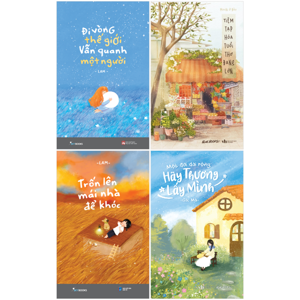 Combo Sách Đi Vòng Thế Giới Vẫn Quanh Một Người + Trốn Lên Mái Nhà Để Khóc + Tiệm Tạp Hóa Tuổi Thơ Đang Lớn + Một Đời Dài Rộng Hãy Thương Lấy Mình (Bộ 4 Cuốn)