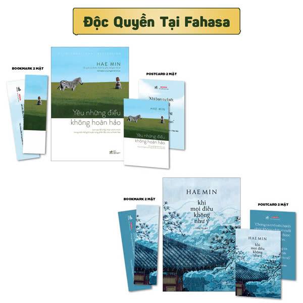 combo sách hae min - yêu những điều không hoàn hảo - bìa cứng + khi mọi điều không như ý - bìa cứng (bộ 2 cuốn) - tặng kèm 2 bookmark + 2 postcard - độc quyền fahasa