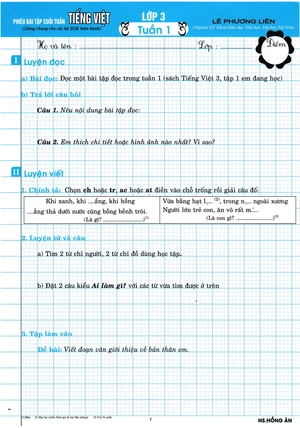 combo sách phiếu bài tập cuối tuần lớp 3 - tiếng anh + toán + tiếng việt (bộ 3 cuốn) - Ảnh 8