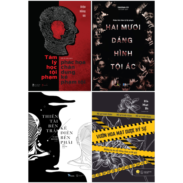 Combo Sách Thiên Tài Bên Trái, Kẻ Điên Bên Phải + Tâm Lý Học Tội Phạm + Vườn Hoa Mạt Dược Ký Sự + Hai Mươi Dáng Hình Tội Ác (Bộ 4 Cuốn)