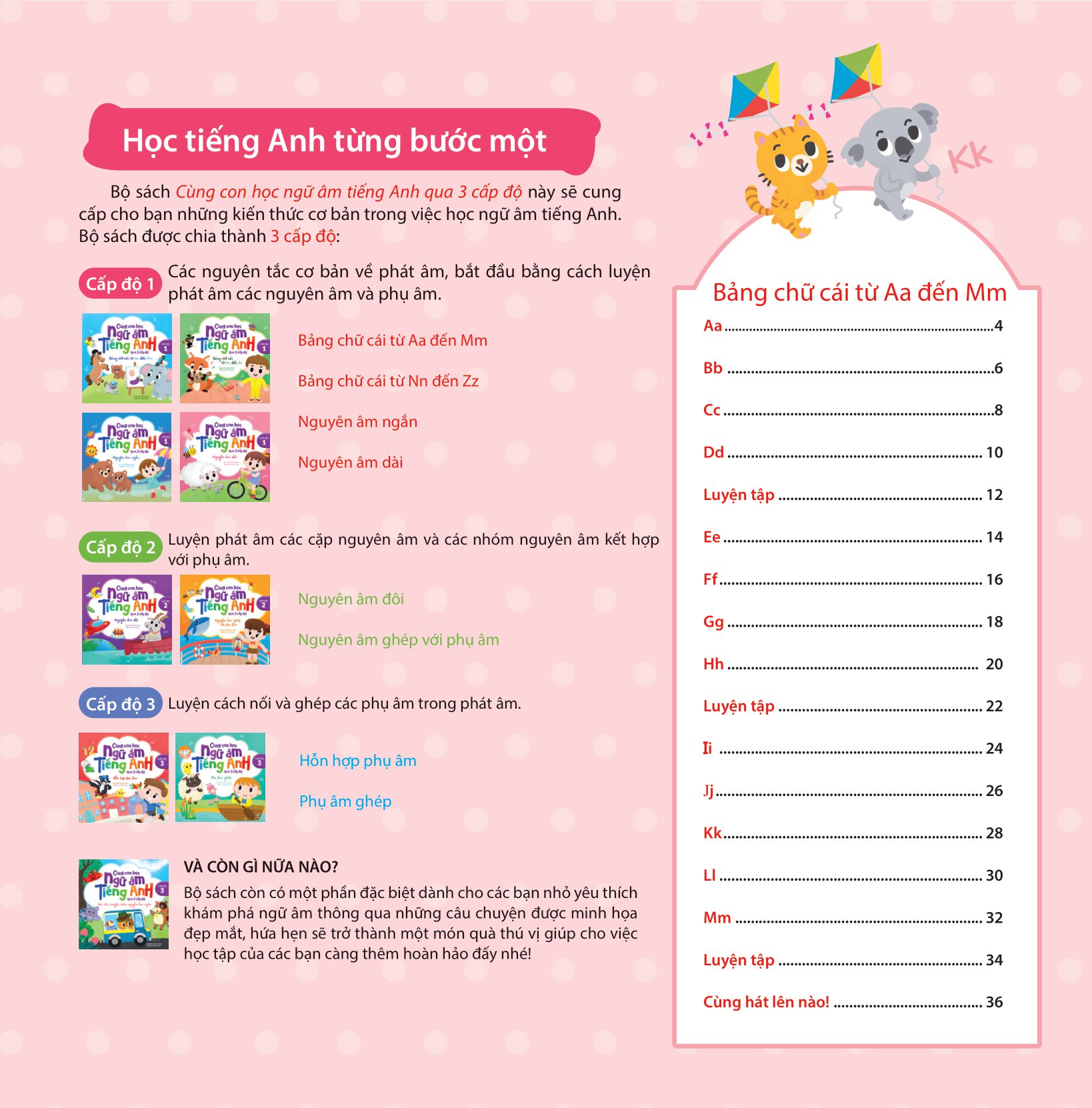 cùng con học ngữ âm tiếng anh qua 3 cấp độ - bảng chữ cái từ aa đến mm - Ảnh 4