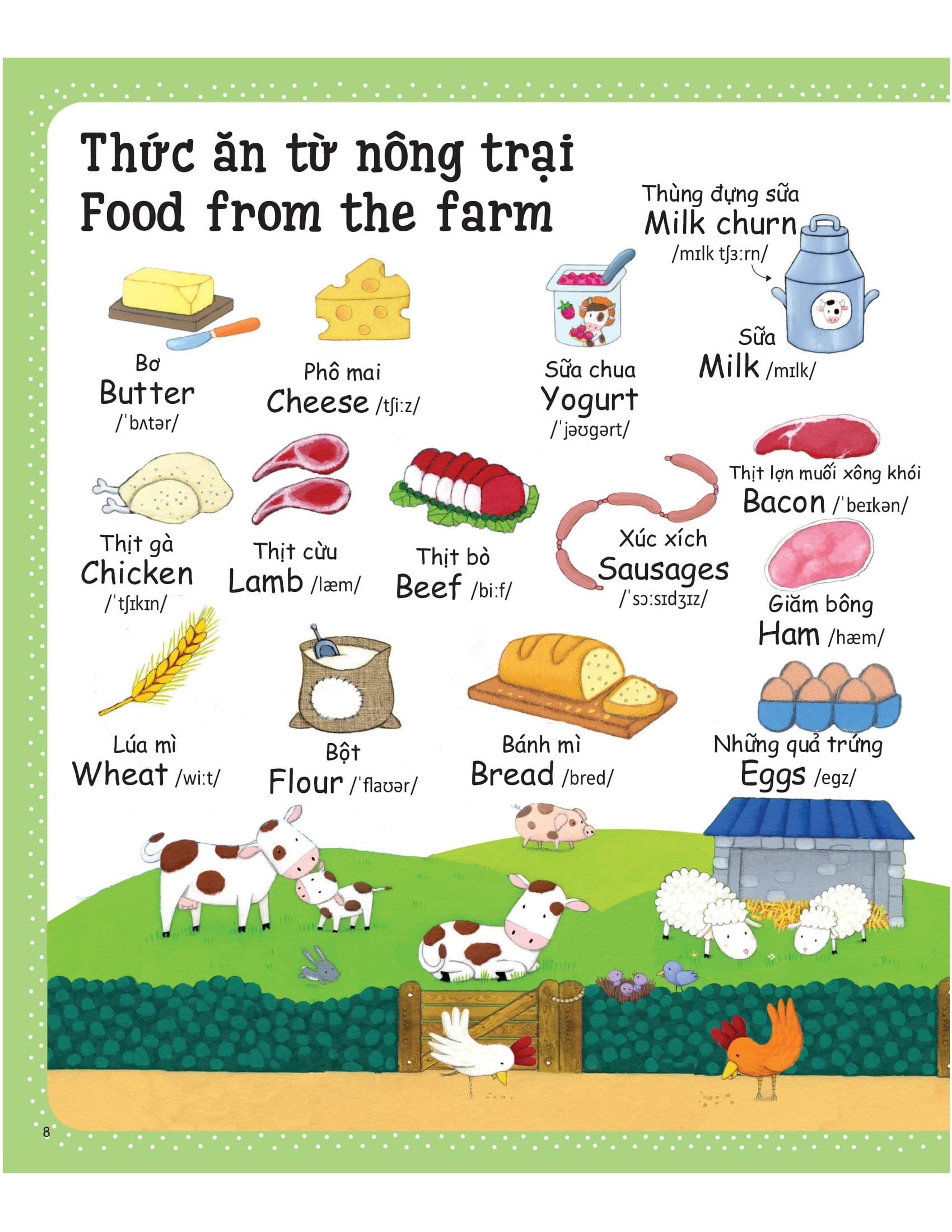 cuốn sách từ vựng đầu tiên của tôi - my first word book- nông trại - farm - Ảnh 6