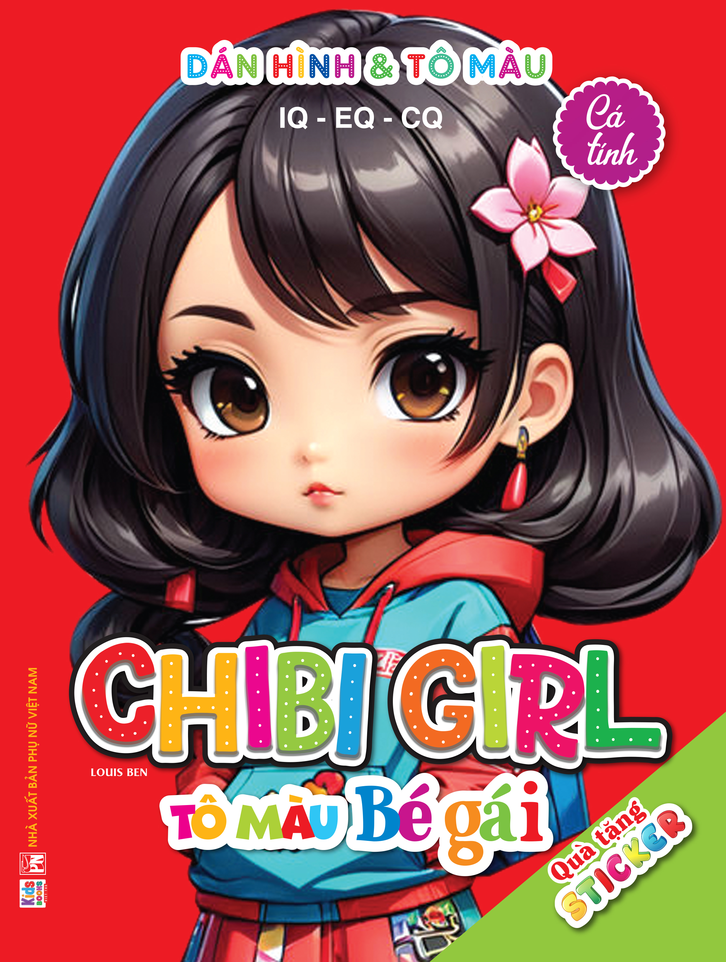 dán hình và tô màu iq-eq-cq - chibi girl - tô màu bé gái - cá tính - Ảnh 2