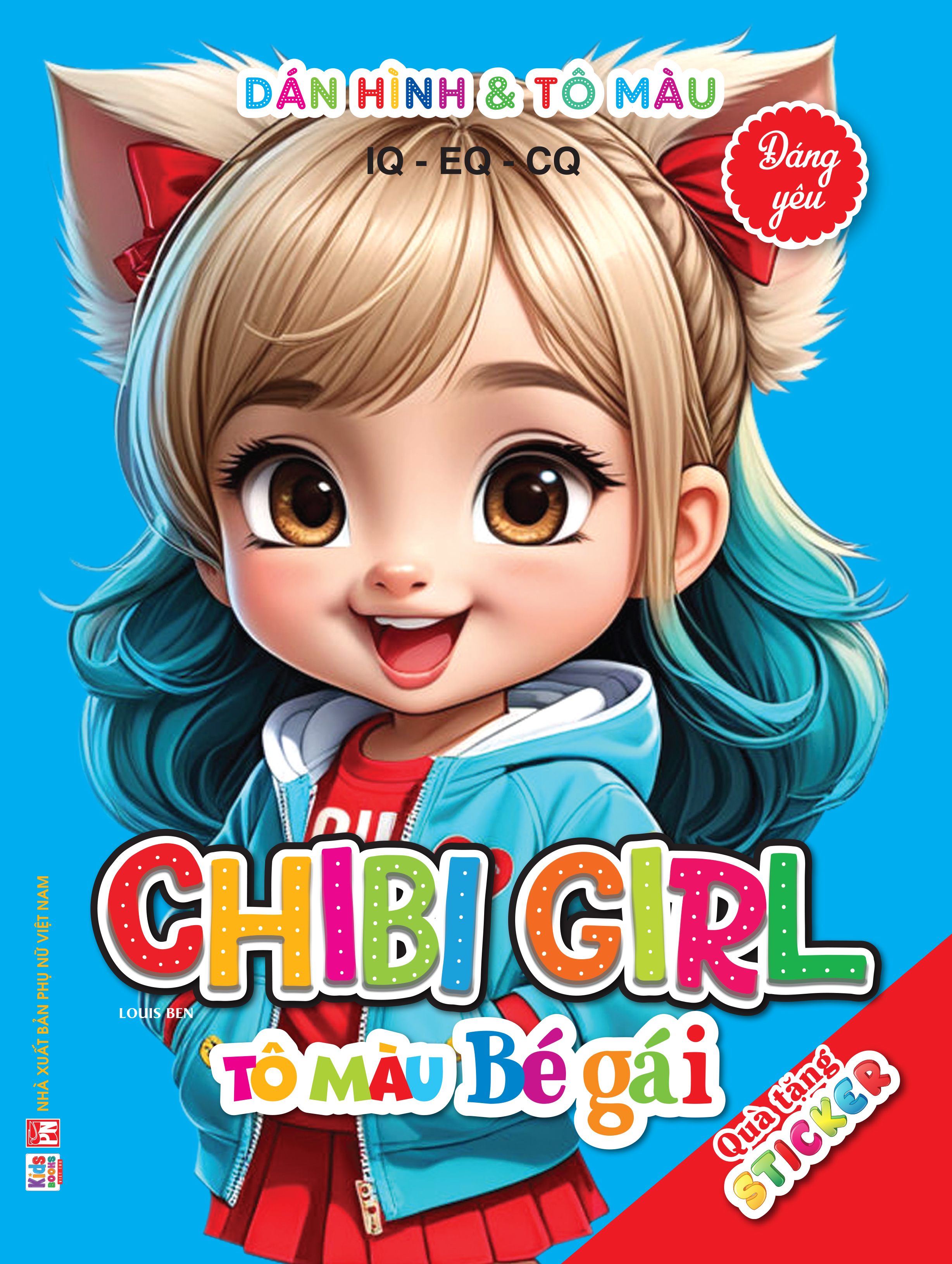 dán hình và tô màu iq-eq-cq - chibi girl - tô màu bé gái - đáng yêu - Ảnh 2