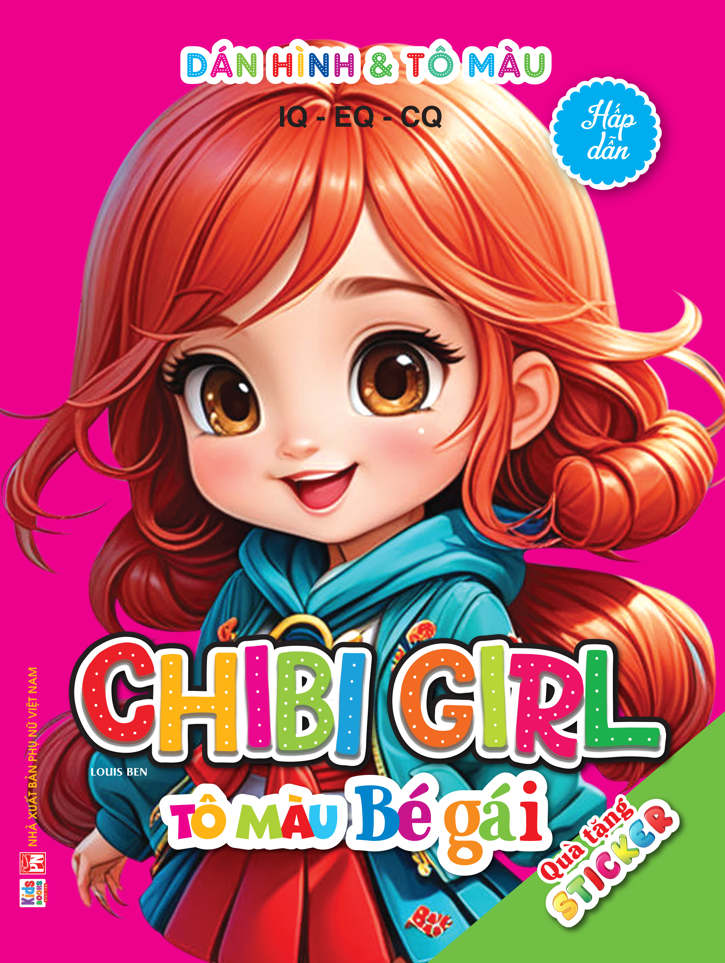 dán hình và tô màu iq-eq-cq - chibi girl - tô màu bé gái - hấp dẫn - Ảnh 2