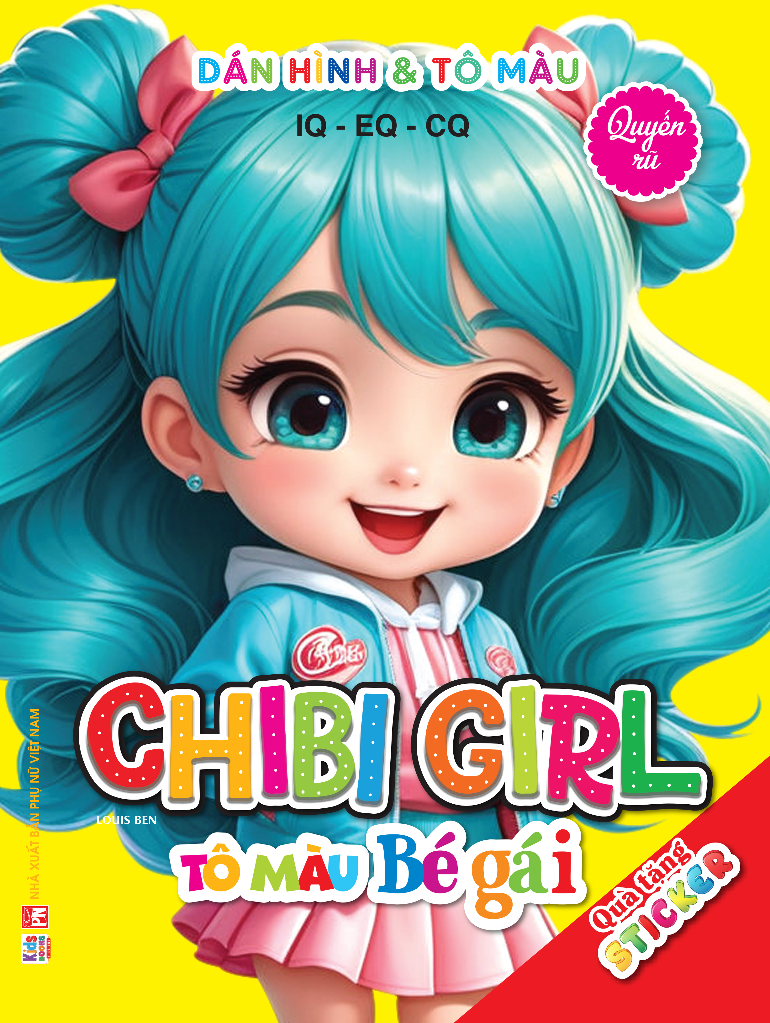 dán hình và tô màu iq-eq-cq - chibi girl - tô màu bé gái - quyến rũ - Ảnh 2