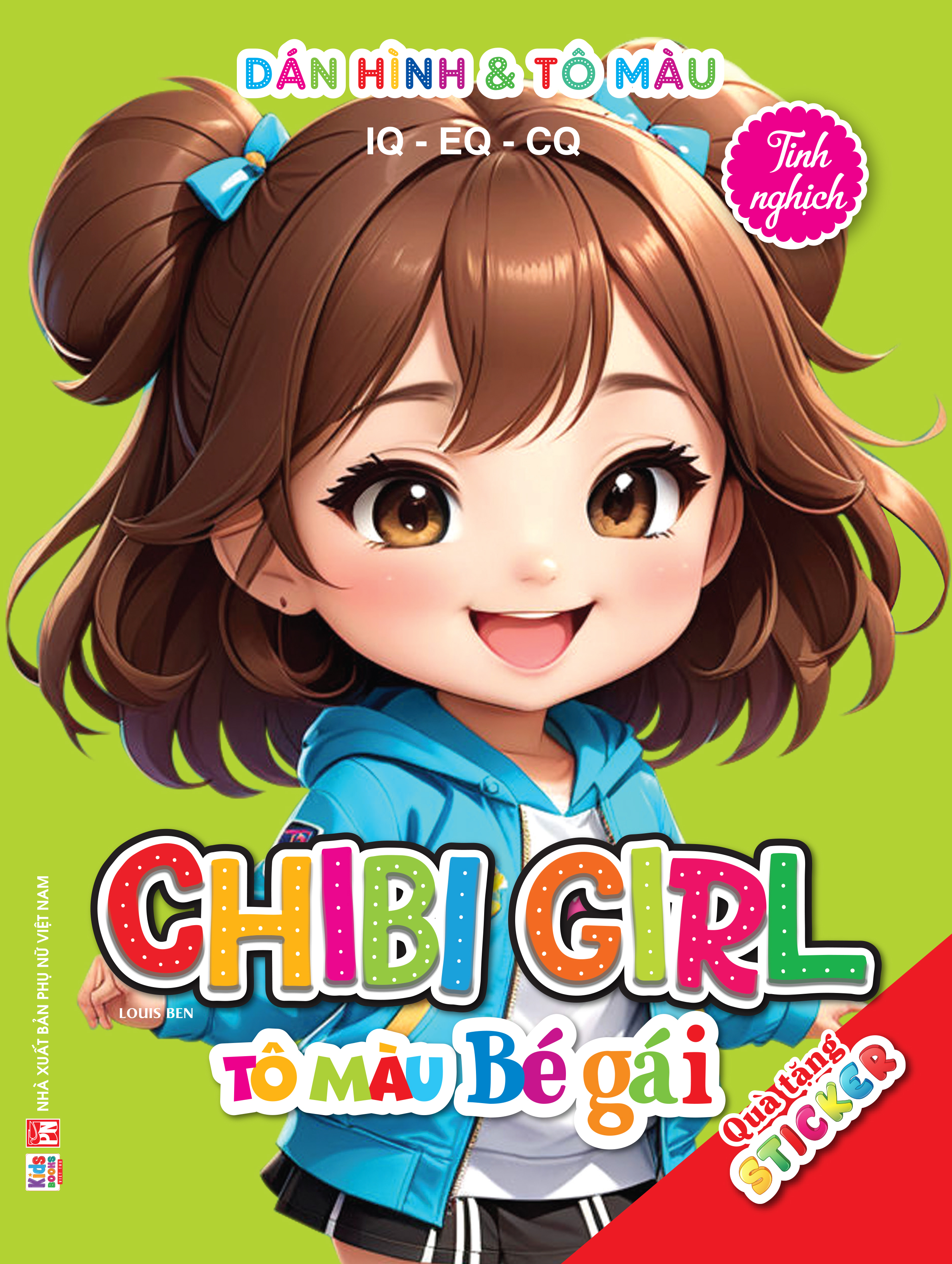 dán hình và tô màu iq-eq-cq - chibi girl - tô màu bé gái - tinh nghịch - Ảnh 2