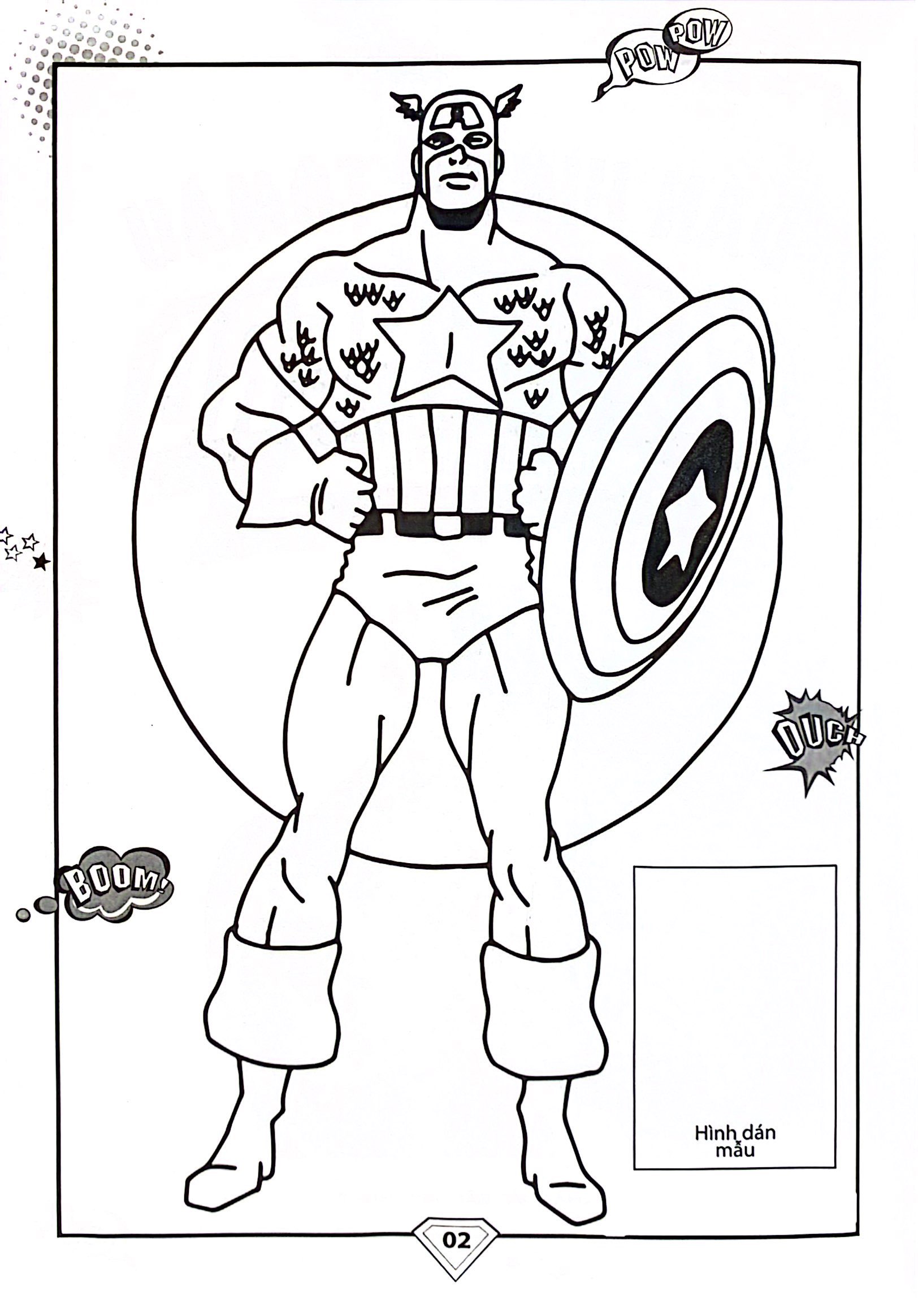 dán hình và tô màu - superhero - captain america (tái bản 2024) - Ảnh 2