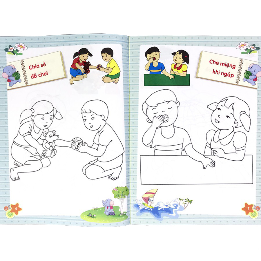 dành cho trẻ mầm non - tập tô màu mẫu giáo - chủ đề kỹ năng sống (2022) - Ảnh 6