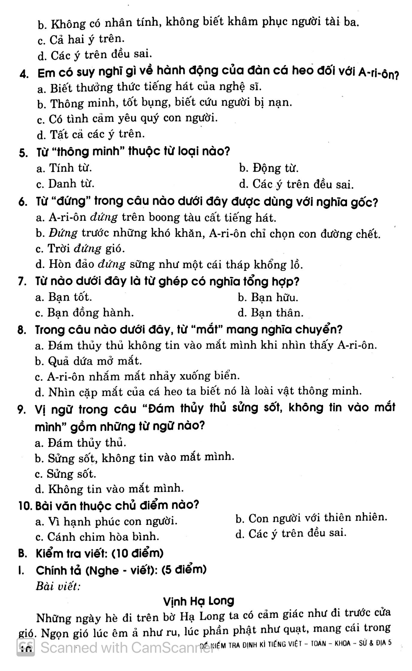 đề kiểm tra định kỳ tiếng việt - toán - khoa học - lịch sử - địa lí 5 - Ảnh 10
