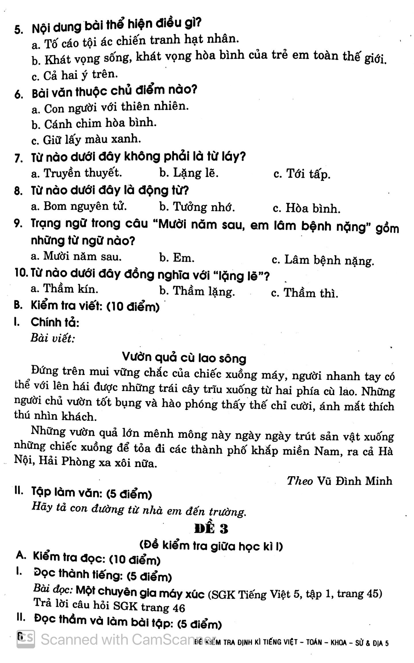 đề kiểm tra định kỳ tiếng việt - toán - khoa học - lịch sử - địa lí 5 - Ảnh 8