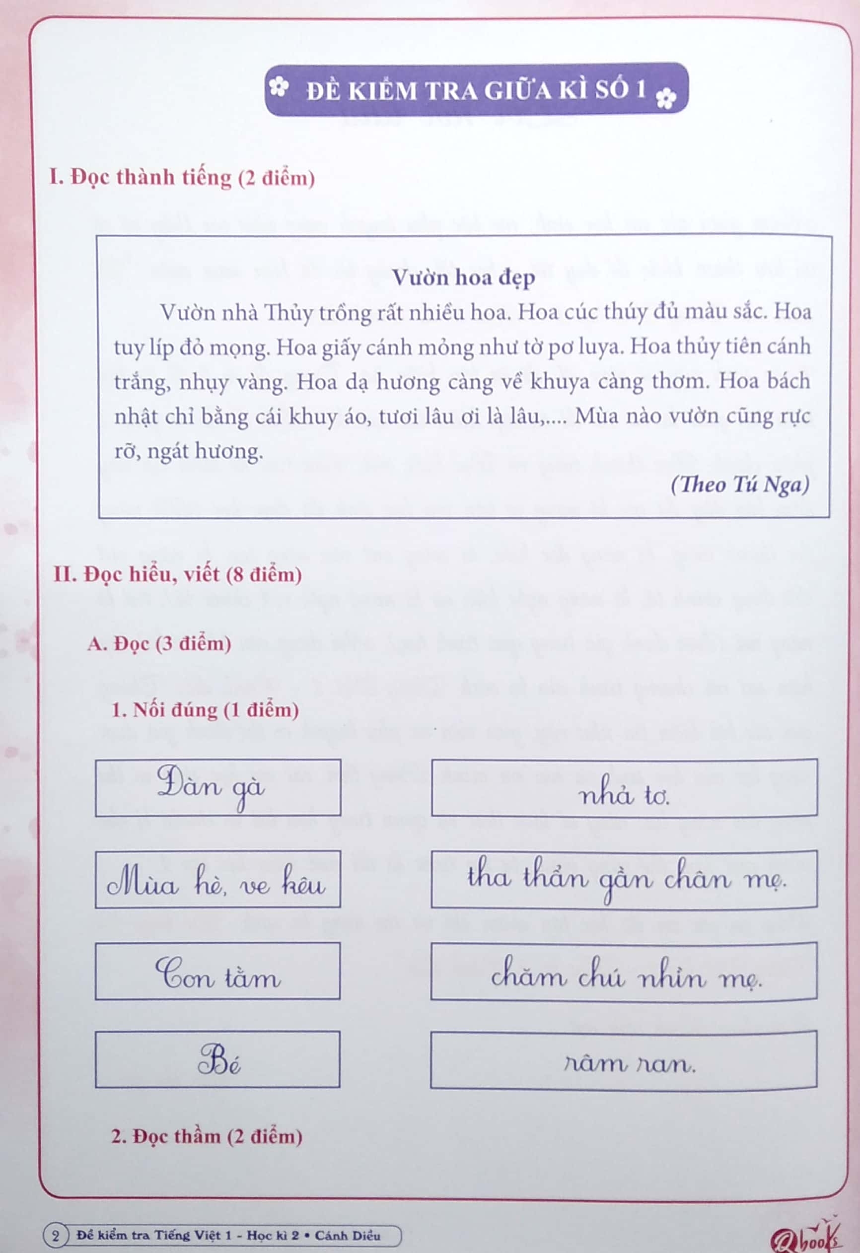 Đề Kiểm Tra Tiếng Việt Lớp 1 - Học Kì 2 (Cánh Diều) - Ảnh 5