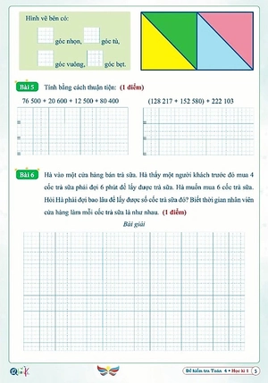 đề kiểm tra toán 4 - học kì 1 (cánh diều) - Ảnh 6