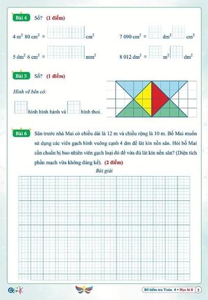 đề kiểm tra toán 4 - học kì 2 (cánh diều) - Ảnh 3
