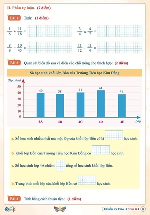 đề kiểm tra toán 4 - học kì 2 (cánh diều) - Ảnh 5