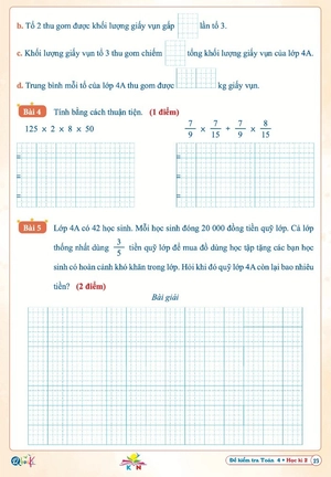 đề kiểm tra toán 4 - học kì 2 (kết nối) - Ảnh 5