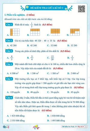 đề kiểm tra toán 4 - học kì 2 (kết nối) - Ảnh 8