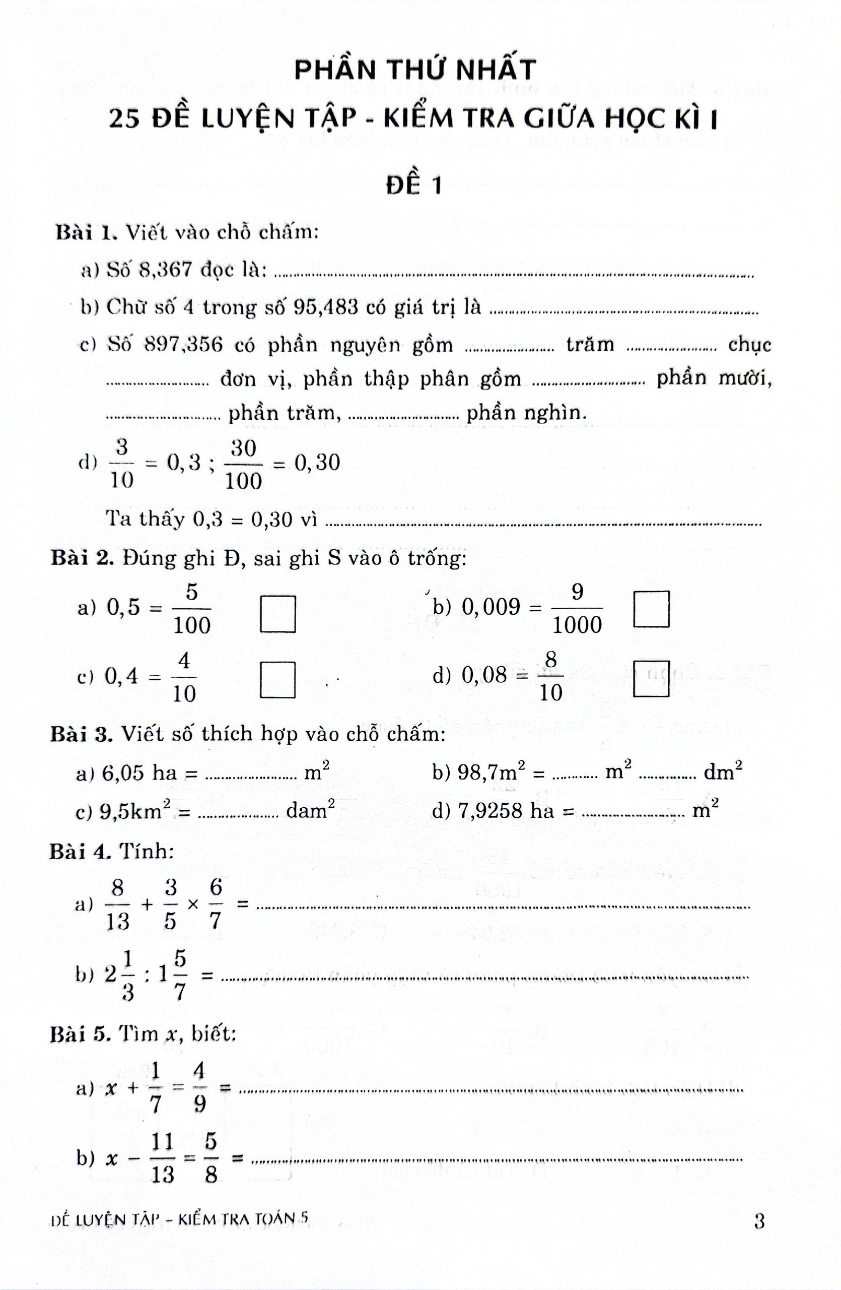 đề luyện tập kiểm tra toán 5 (theo chương trình gdpt mới) - Ảnh 3