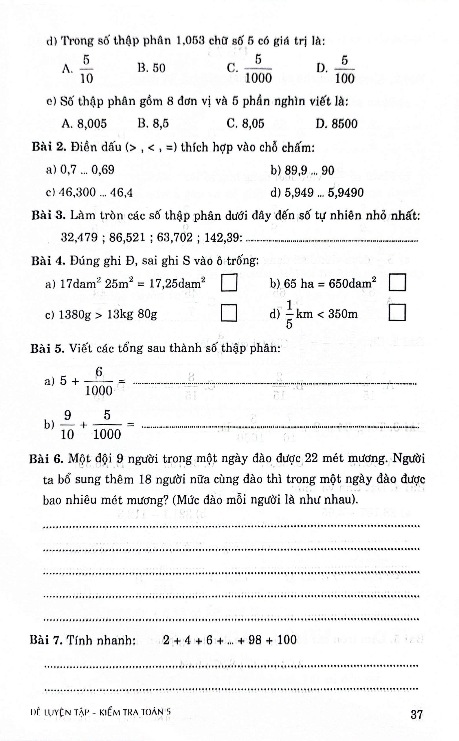đề luyện tập kiểm tra toán 5 (theo chương trình gdpt mới) - Ảnh 5