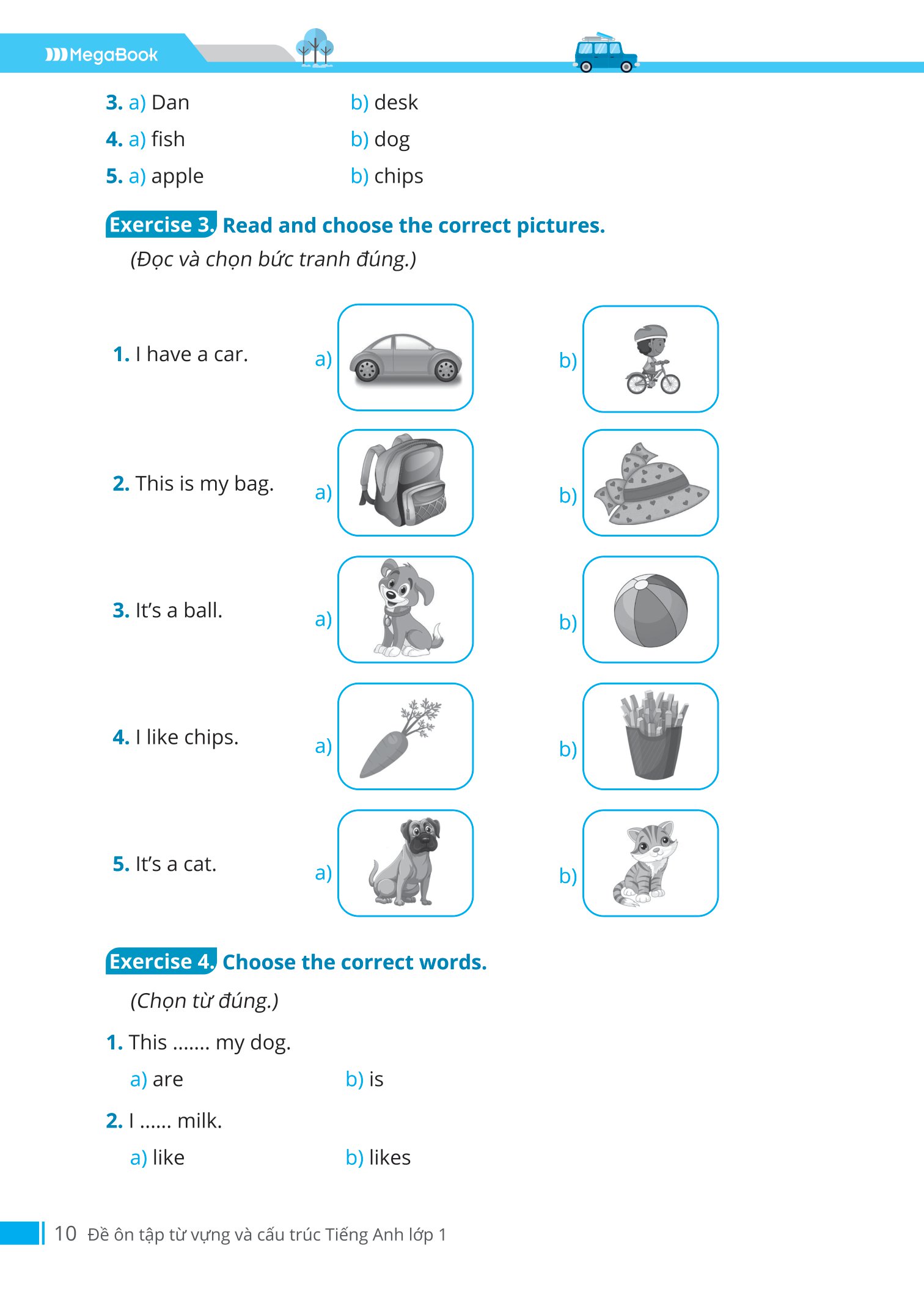 đề ôn tập từ vựng và cấu trúc tiếng anh lớp 1 - Ảnh 10
