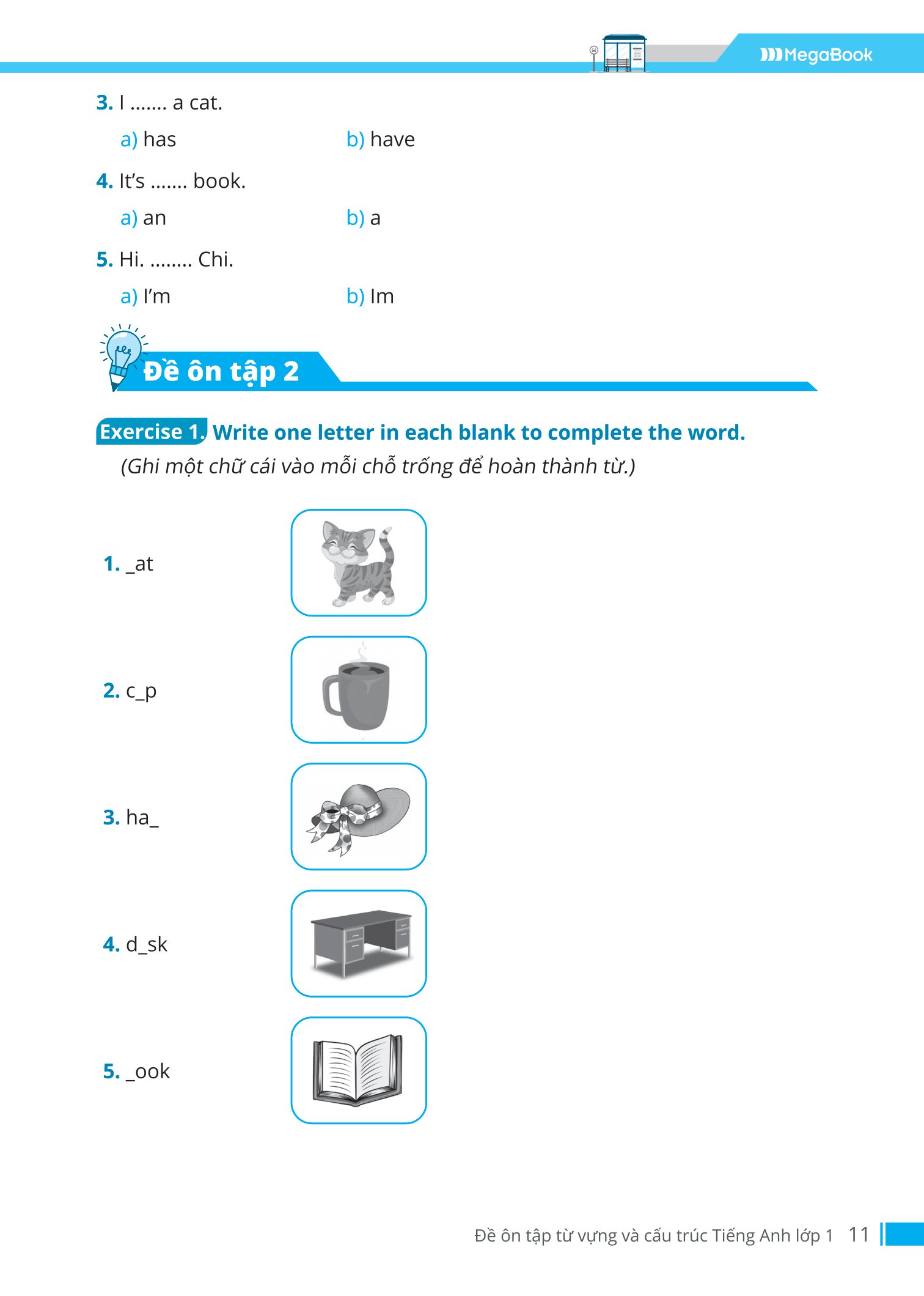 đề ôn tập từ vựng và cấu trúc tiếng anh lớp 1 - Ảnh 11